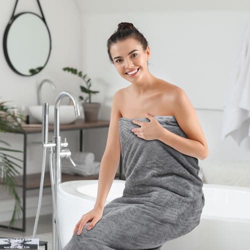 SmoothNovelty 2 Pack Bath Sheets 40 x 80 Inch Oversized Jumbo Extra Large Towels Quick Dry Coral Fleece Absorbent Soft Lightweight XL Shower Towels for Home Gym Travel Beach Spa Pool Hotel (Gray) 5