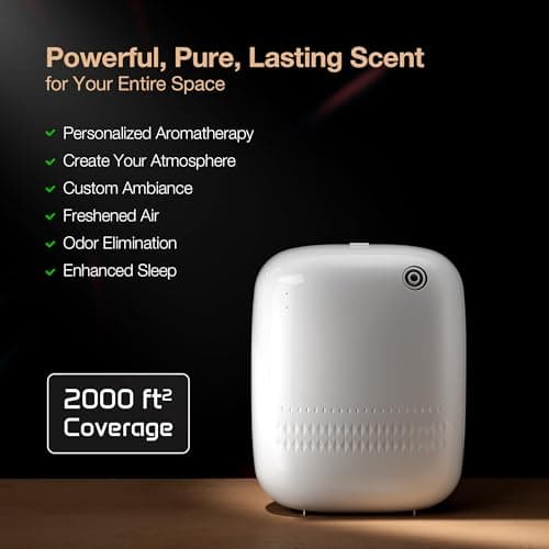 Airversa Waterless Essential Oil Diffuser for Home Large Room and Commercial Use, Up to 2000 sq ft, App Control Cold Air Diffuser, 400mL, DC-12V/1A Plug in Wall, Smart Scent Air Machine, ANW-White 2