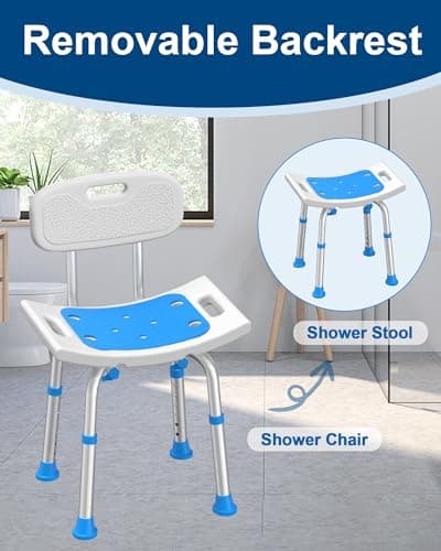 HOMLAND Shower Chair for Inside Shower with Removable Back, 400 lbs Heavy Duty Bath Seat for Bathtub, Safety Bath Stool for Seniors and Disabled 5