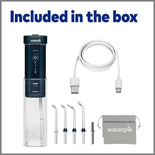 Waterpik Cordless Slide Professional Water Flosser, Portable Collapsible for Travel and Storage, with Travel Bag and 4 Tips, ADA Accepted, Rechargeable and Waterproof, Midnight Blue WF-17CD013-4 5