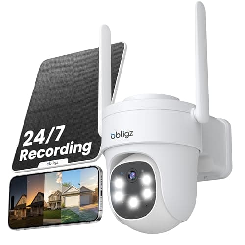 obligz AOV Security Camera Wireless Outdoor with 6W Solar Panel,24/7 Recording Camera for Home Security, WiFi 6, 2K Solar Cameras Outdoor Wireless, 360°PTZ with Night Vision,Auto Tracking