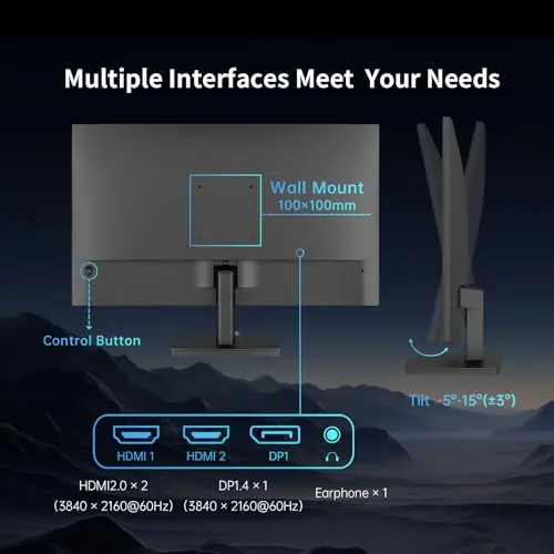KTC 27 Inch 4K UHD(3840 * 2160) Computer Monitor - IPS Monitor, 60hz, HDR400, Anti-Blue Light Screen, DCI-P3 95% 125% sRGB, Support FreeSync and GSync, PC Monitor for Design, Work,Casual Gaming 8