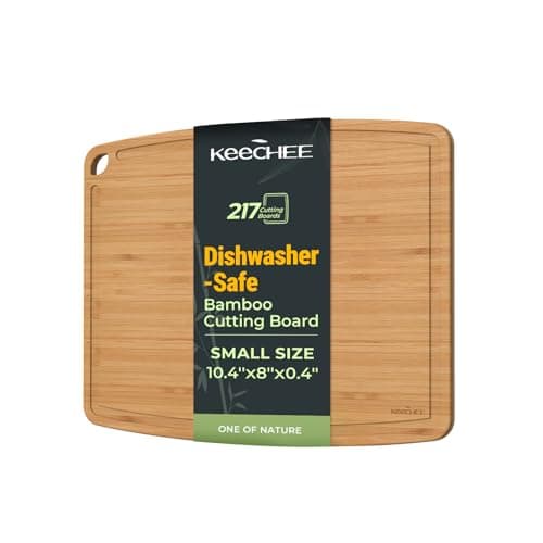 Keechee Dishwasher Safe Carbonized Bamboo Wood Cutting Boards for Kitchen with Juice Groove, Wooden Charcuterie & Chopping for Fruit, Vegetables & Cheese, Durable, Lightweight, Water-Resistant