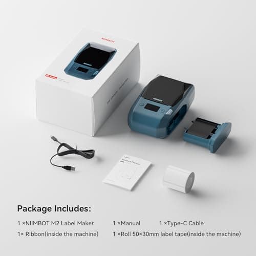 NIIMBOT M2 Thermal Transfer 2Inch Bluetooth Label Maker Smart Printing Sticker Printer Rechargeable for Office Small Business School Home Cable Storage, Compatible with Phones & PC 9