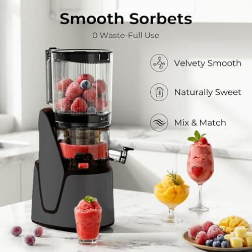 EanOruus Juicer Machines, 3-in-1 Cold Press Juicer with 6.5" Extra Large Chute, 100oz Large Capacity, AC Motor, Makes Juice, Nut Milk & Sorbet, brown 9