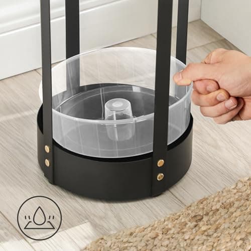 SONGMICS Umbrella Stand, Steel Round Umbrella Holder Rack, 7.7 x 7.7 x 21.7 Inches, with Detachable Drip Tray, for Entryway, Office, Stable, Assembly Required, Matte Black ULUC28BK 8