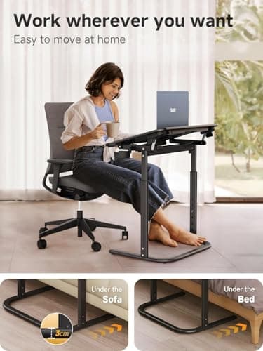 SAIJI XXL Extra Large TV Tray Table，Height & Tilt Adjustable Heavy Duty TV Trays for Eating, Working, Writing,Drawing, Recliner Table Couch Desk with LED Light, Cup Holder, Bookstand 5