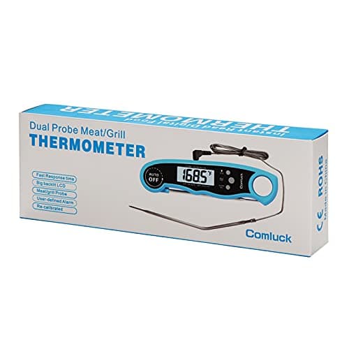 Digital Meat Thermometer for Cooking - Comluck CA002 Instant Read Meat Thermometer for Grilling and Smoking 2-in-1 Dual Probe Oven Safe Food Thermometer with Alarm for Grill BBQ Steak Turkey 9