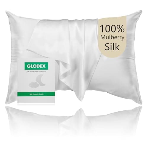 Glodex 100% Pure Mulberry Silk Pillowcase for Hair and Skin Face - Both Sides 25 Momme Grade 6A with Hidden Zipper Ultra-Soft and Breathable 1Pc Gifts for Women Men (White, Standard 20"×26") 6