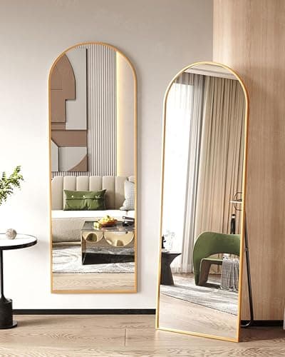 KOMCOTE Arch Mirror Full Length, Floor Length Mirror, Arched Floor Mirror, Wall Mirror Full Length, Large Floor Mirror, Bedroom Mirror Full Length, Gold Floor Mirror for Living Room, Gold 5