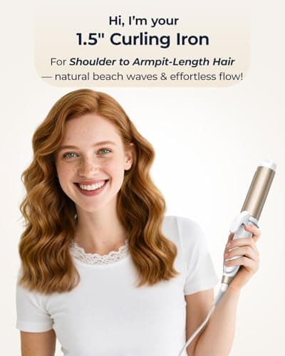 FURIDEN Lite Dual-Voltage Curling Iron: 110V-240V 1 1/2 Inch Ceramic Wide Barrel 2-in-1 Curling Iron for Chin Length Hair - Europe Travel for Soft Curls with Clamp 5