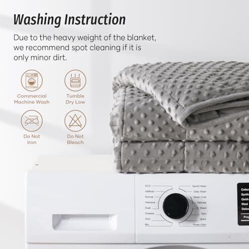 Wemore Weighted Blanket for Adults Queen Size 15 lbs, Minky Dot Cooling Heavy Blankets, Cozy Soft Washable Throw Blanket with Glass Beads, Grey 60 x 80 inches 7