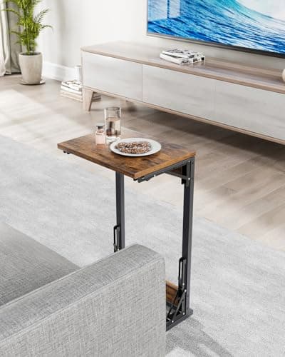 Evermagin 11.81" D x 15.75" W TV Tray Table, Foldable Laptop Table with Mouse Tray for Couch, Portable Laptop Desk, Sofa Side Desk for Living Room, Bedroom, Rustic Brown 6