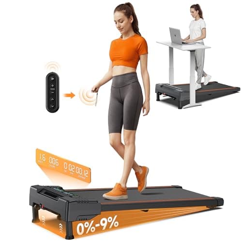 Walking Pad Treadmill with 9% 4-Level Auto Incline, 300LBS Capacity Under Desk Treadmill, Compact Treadmills for Home Small/Office