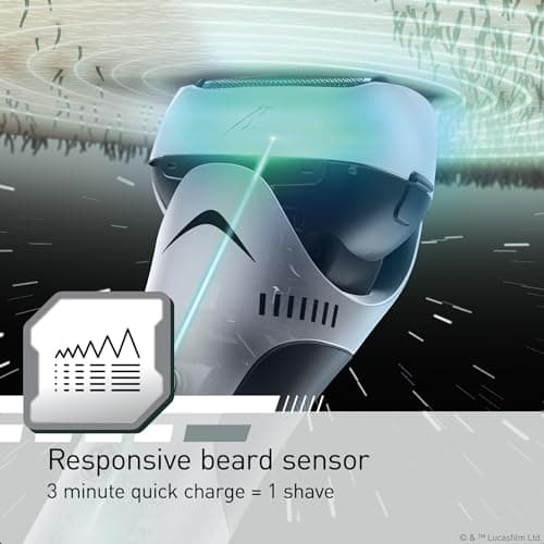 Panasonic Electric Shaver, Special Edition Star Wars Stormtrooper Design, Wet Dry Men’s Shaver with 3-Blade Cutting System and Pop-Up Trimmer - ES-SWLT2W 7