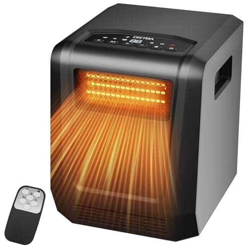 OSTBA 6-Element Infrared Cabinet Heater, 1500W Space Heater for Indoor Use, Box Heater with Thermostat 41–95°F, ECO Mode, Remote, 12H Timer, Tip-Over & Overheat Protection
