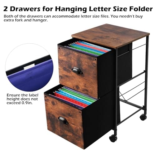 TOPSKY Mobile Fabric Vertical File Cabinet with Casters and Drawers for Letter Size File Folders(Rustic Brown, 2 Drawer) 5