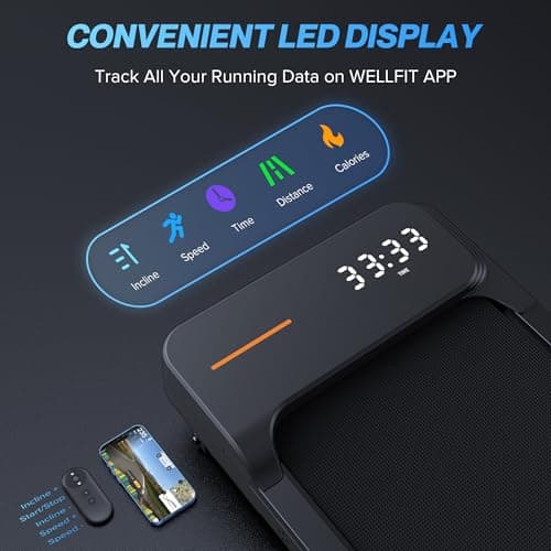 WELLFIT 10% Auto Incline Walking Pad Treadmill 350+ lbs Capacity,4 MPH Max,3.0HP,Low Noise Standing Under Desk Running Pad for Home Office Apartment, Works with Apps & Remote Control 6