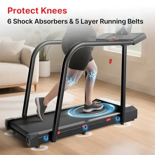 Yesoul Walking Treadmill with Long Handles for Seniors, Treadmills for Home 300 lbs Capacity, Recovery Fitness Exercise Machine with Stable and Safe Structural Design, Large LED Display for Elderly 6