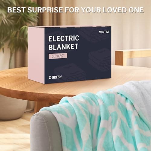 VENTIMI Electric Blanket Heated Throw, 50" x 60" Heated Blanket with 5 Heat Levels & 3 Hours Auto Off, Fast Heating Blankets with ETL & FCC Certification, Green 7