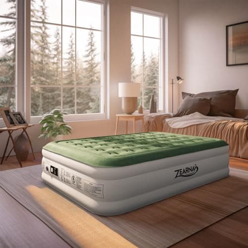 Zearna Air Mattress Queen with Built in Pump - 16" Comfort Blow Up Bed, 2 Mins Quick Self Inflatable with Double Air Chamber, with Storage Bag, for Camping,Home,Travel, 650lbs Max 7