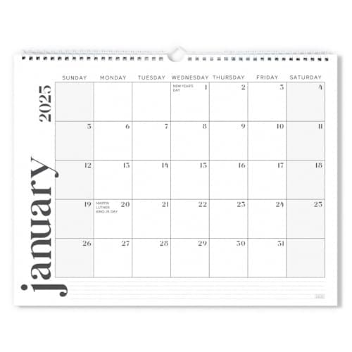 S&O Modern Minimal 2025 Wall Calendar - Tear-Off Monthly Calendar - 18 Month Academic Wall Calendar - Hanging Calendar to Track Anniversaries & Appointments - 13.5"x10.5”in