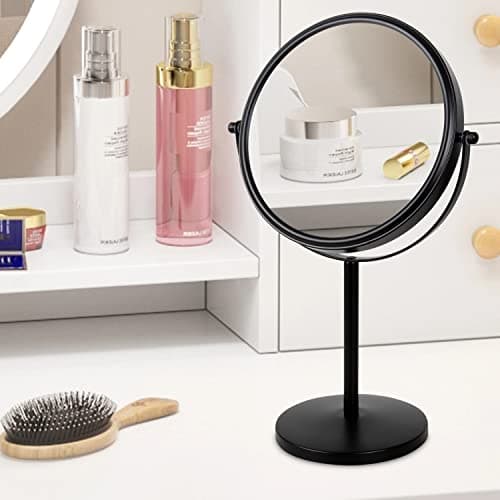 ALHAKIN 10x Magnifying Makeup Mirror, 8 Inch Tabletop Mirror Double Sided with Magnification, Swivel Make Up Mirror for Bathroom, Black 7