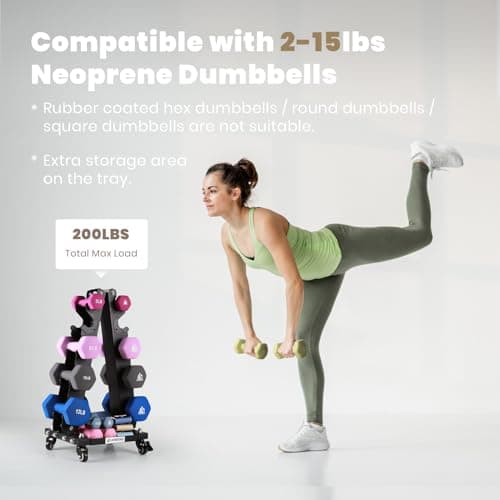 LIONSCOOL Premium Dumbbell Rack Only, with Side Racks for Neoprene/Vinyl Coated Dumbbells Only (Small, 200 LBS) 5