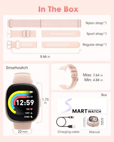 Smart Watches for Women Men with Call: Fitness Trackers with 24-Hour Heart Rate SpO2 Sleep Monitor 5ATM Waterproof 120+ Sport Mode Watches for Women gift Compatible with iPhone Android Phones(3 Bands) 8