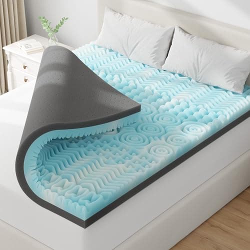 EnHomee 3 Inch Twin Mattress Topper, 7-Zone Memory Foam Mattress Topper with Cooling Gel, CertiPUR-US Certified for Pressure Relief & Enhanced Sleep Comfort
