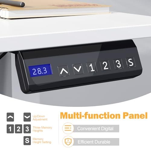 Mr IRONSTONE White Standing Desk 47" Height Adjustable Electric Standing Desk with 3 AC Outlets & 2 USB Ports Sit Stand Desk with 2 Drawers & Large Monitor Stand Stand up Desk for Home Office 6