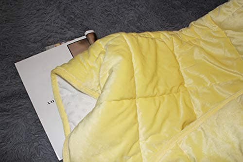 ALANSMA Reversible Weighted Blanket for All Season, Luxury Velvet, Warm and Cool, Adult 10Lb Yellow Weighted Blanket, Enjoy Sleeping Anywhere(Light Yellow,48"x72" 10lbs) 8