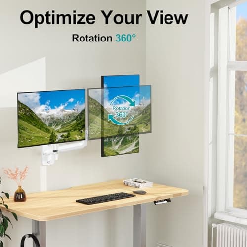 MOUNT PRO Dual Monitor Wall Mount for 13 to 32 Inch Computer Screens, Gas Spring Wall Monitor Arm for 2 Monitors, Each Holds Up to 19.8lbs, Adjustable Wall Monitor Mount with VESA 75x75/100x100, White 7