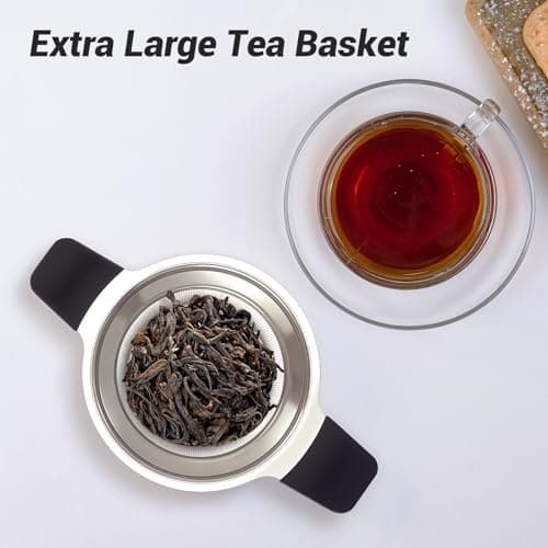 Tifanso Stainless Steel Tea Infuser Steeper Strainer for Loose Leaf Tea, Fine Mesh Reusable Diffusers Ball Bag Filter Holder with Heat Proof Handles for Teapots, Mugs, Cups 5