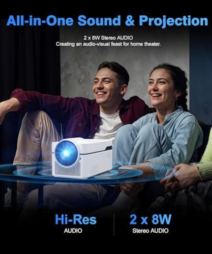 Short Throw Projector with 4k Support, Built-in Apps, Smart Projector with Wifi and Bluetooth , Electric Focus, 2 x 8W Stereo Speakers for Bedroom and Outdoor Use HY450NTV 7