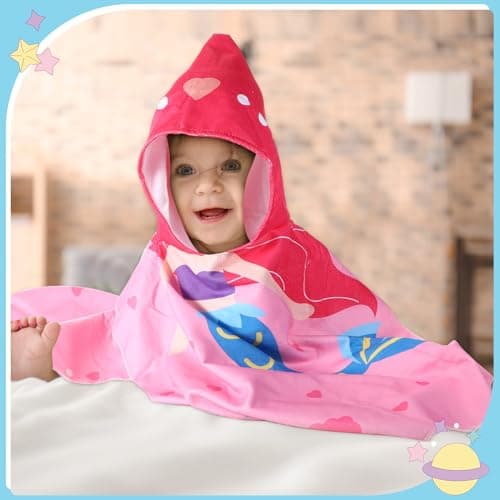 Oudain 6 Pcs Kids Hooded Towel Kids Bath Towels with Hood Microfiber Baby Pool Beach Towel for Boy Girls Toddler(47 x 24 Inch,Trendy Style) 7
