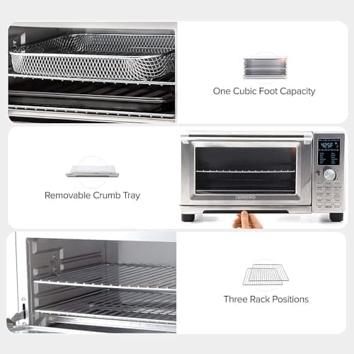 Nuwave Bravo Air Fryer Toaster Smart Oven, 12-in-1 Countertop Convection, 30-QT XL Capacity, 50°-500°F Temperature Controls, Top and Bottom Heater Adjustments 0%-100%, Brushed Stainless Steel Look 6