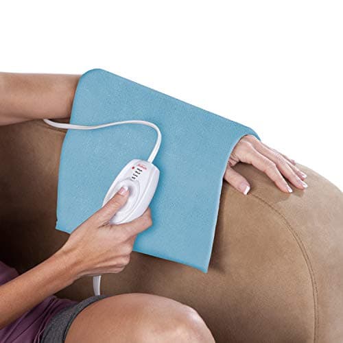 Sunbeam XL Heating Pad for Back Neck and Shoulder Pain Relief with Sponge for Moist Heating Option Extra Large 12 x 24" Blue 8