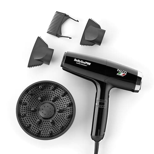 BaBylissPRO Nano Titanium Professional Italian High-Speed Falco Hair Dryer with Concentrator Nozzles, 2000-Watt Ionic Blow Dryer with Diffuser