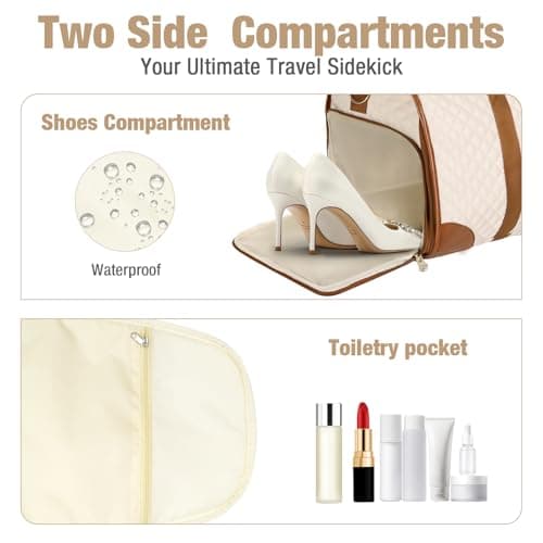 Tonyeee Convertible Garment Duffel Bags for Travel, Carry On Garment Bag with Shoe Compartment, 3 in 1 Foldable Suit Duffle Bag for Women, Jenni Bag for Hanging Clothes, Beige (1Pcs Set) 7