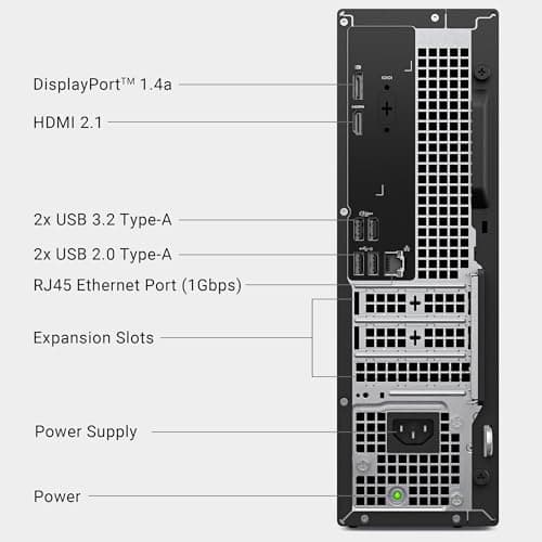 Dell Slim Desktop ECS1250 - Intel Core Ultra 5-225 Processor, UHD Graphics, 16GB Memory, 512GB M.2 SSD, 3.0 SD Card Reader, Wired Keyboard and Mouse, Windows 11 Home, Onsite+Migrate Service 8