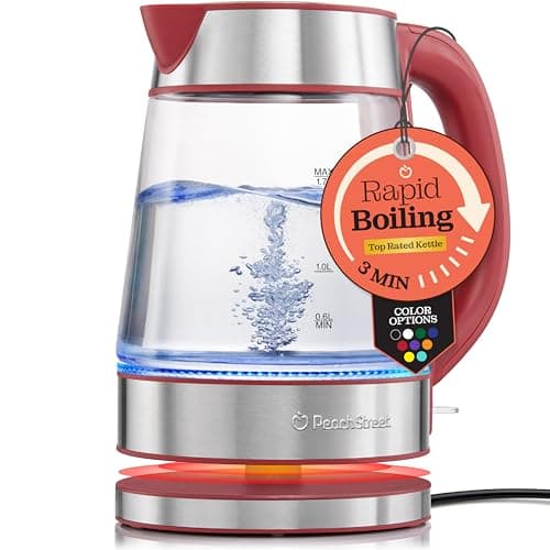 Speed-Boil Water Electric Kettle, 1.7L 1500W, Coffee & Tea Kettle Borosilicate Glass, Wide Opening, Auto Shut-Off, Cool Touch Handle, LED Light. 360° Rotation, Boil Dry Protection