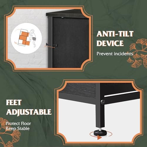 WLIVE Fabric Dresser for Bedroom, Tall Dresser with 8 Drawers, Storage Tower with Fabric Bins, Double Dressers, Chest of Drawers for Closet, Living Room, Dormitory, Charcoal Black Wood Grain Print 6