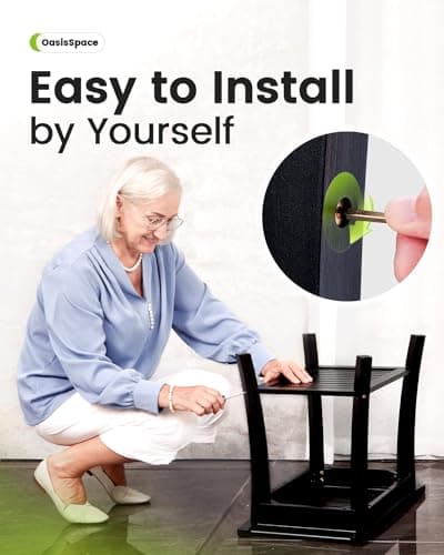 OasisSpace Bamboo Shower Bench with Storage Shelf, 24" Black Shower Stool for Inside Shower Waterproof, Spa Seat Bath Stool Organizer for Shaving Legs, Bathroom Shower Chair for Adults Elderly 6