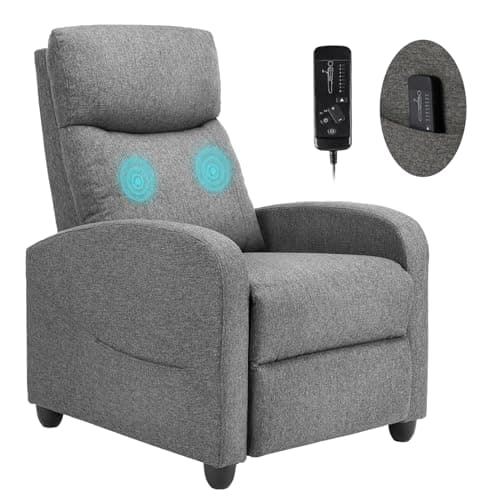 Smug Recliner Chair for Living Room, Linen Recliners, Home Theater Seating with Lumbar Support with Adjustable Backrest and Footrest, Modern Living Room Furniture with Padded Seat Backrest, Grey