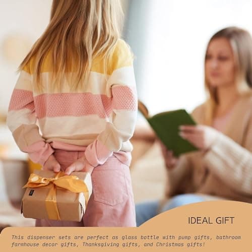 White Soap Dispenser Bathroom Set, Set with Glass Dispenser, Bamboo Pumps & Tray. Hand and Lotion Suitable for Farmhouse Decor 5