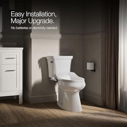 Kohler PureWash M250 Manual Elongated Bidet Toilet Seat, White, Quiet-Close Lid Prevents Slamming, Cool Water, Easy Installation with Quick-Release Hinges, Adjustable Spray Position & Pressure 6