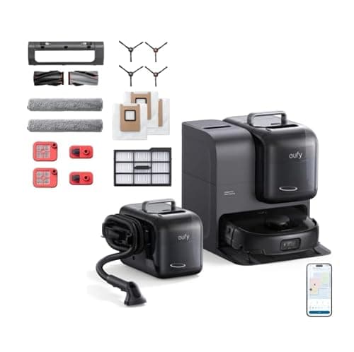 eufy Robot Vacuum Omni E28, HydroJet System, Portable Deep Cleaner, Turbo Suction, DuoSpiral Detangle Brushes, CornerRover Arm + Official Replacement Parts Kit for E28