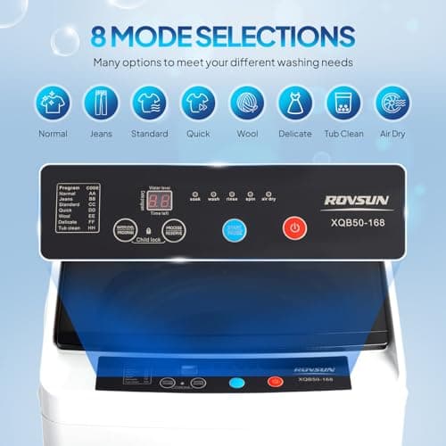 ROVSUN 1.8CuFt Portable Clothes Dryer and 17.8LBS Full-Automatic Washing Machine Set, Compact Laundry Washer and Dryer Combo Set with Stainless Steel Inner Tub, for Apartment, Dorms, Home 8