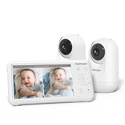 Momcozy Baby Monitor with 2 Cameras 5’’ 1080P Split Screen Video Baby Monitor with Camera and Audio no WiFi for Baby Safety 5000mAh Battery Infrared Night Vision 2-Way Audio 960ft Range Ideal Gift